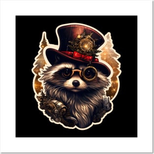 Steampunk Christmas Raccoon Posters and Art